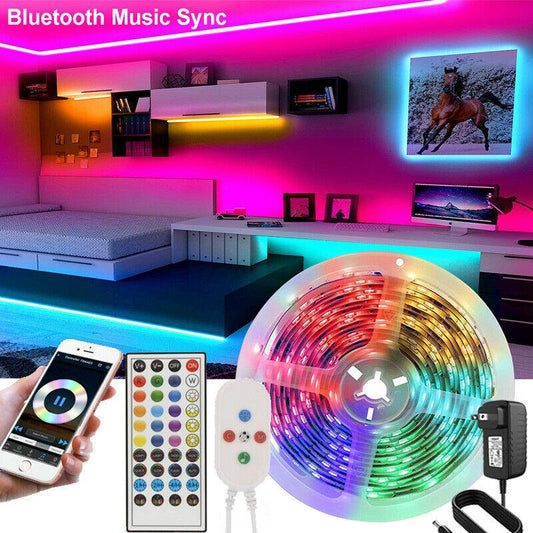 Led Strip Lights 5050 RGB Bluetooth Room Light Color Changing with Remote - trendsocialshop