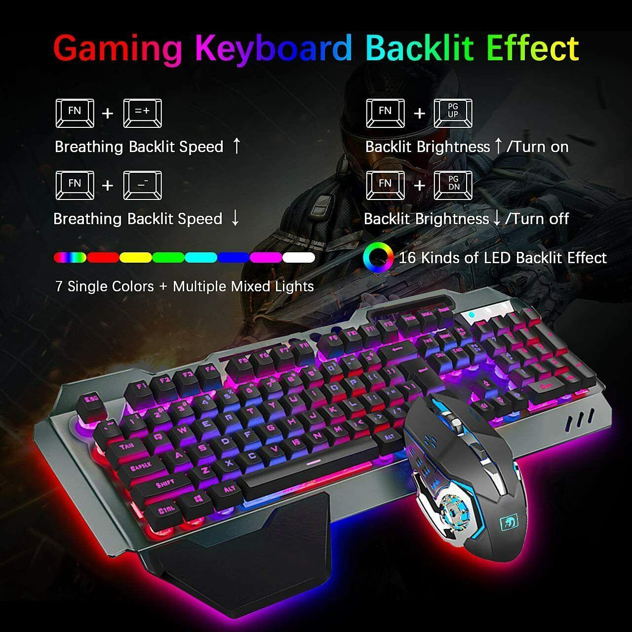 K618 Wired Gaming Keyboard And Mouse Set RGB Backlit For PC Laptop PS4 Xbox One - trendsocialshop