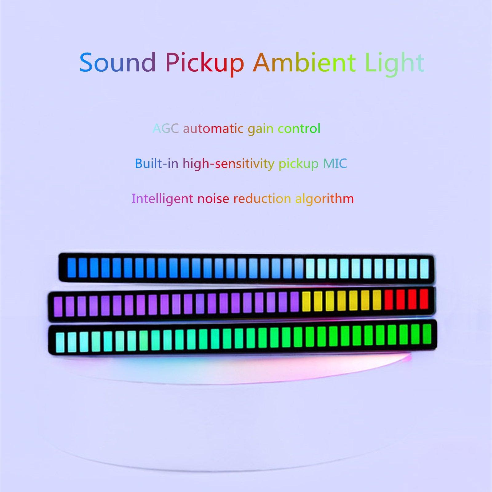 RGB Sound Control Pickup Rhythm Light, Voice-Activated Pickup Rhythm Light with 32 Bit Music Level Indicator, Colorful LED Ambient Strip Light for Car, PC, TV, Room, Desktop - trendsocialshop