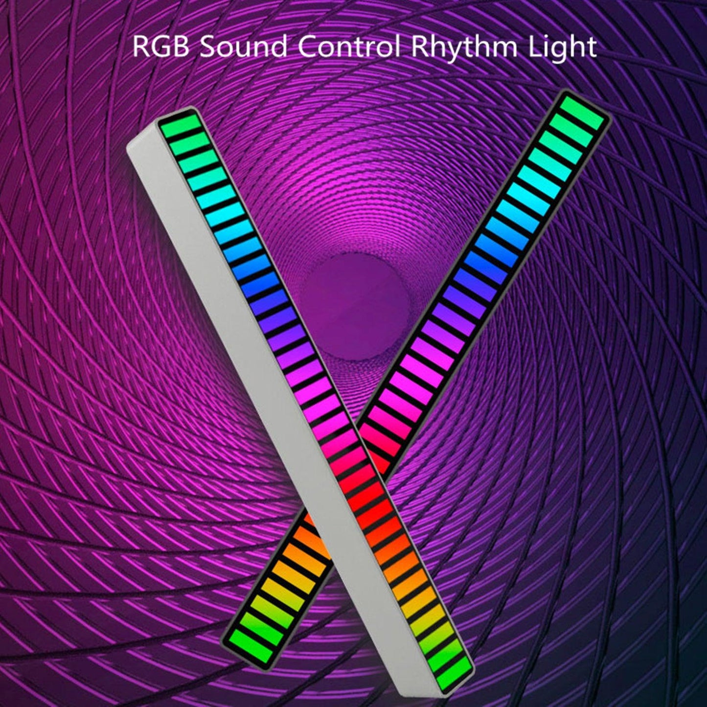 RGB Sound Control Pickup Rhythm Light, Voice-Activated Pickup Rhythm Light with 32 Bit Music Level Indicator, Colorful LED Ambient Strip Light for Car, PC, TV, Room, Desktop - trendsocialshop