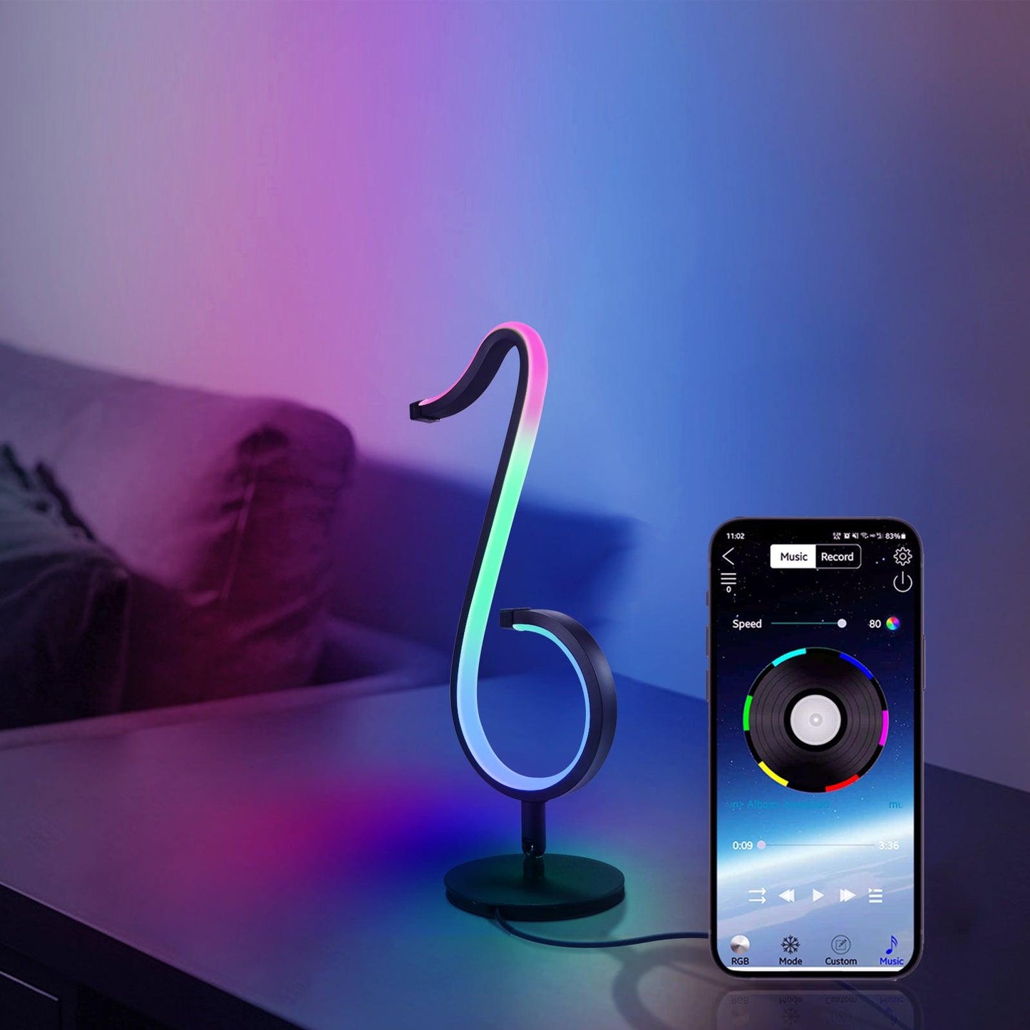 Intelligent APP Remote Control Symphony Atmosphere Light LED Night Light 180&deg Rotation Desktop Bedside For Home Decor Lamp - trendsocialshop