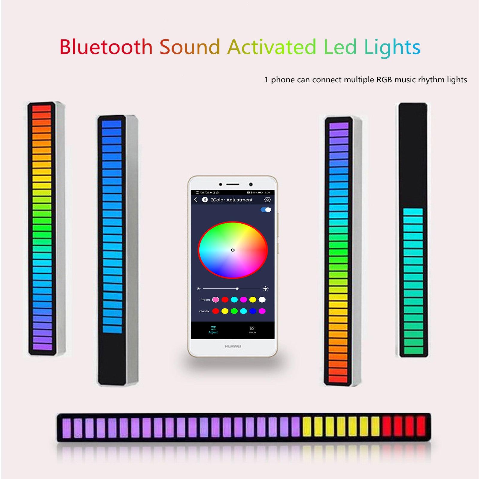 RGB Sound Control Pickup Rhythm Light, Voice-Activated Pickup Rhythm Light with 32 Bit Music Level Indicator, Colorful LED Ambient Strip Light for Car, PC, TV, Room, Desktop - trendsocialshop