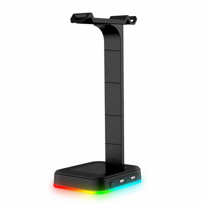 Desktop Gamer 2 In 1 RGB Headphone Stand Power Strip Desk Gaming Headset Holder With 2 USB Charging Earphone Hanger - trendsocialshop