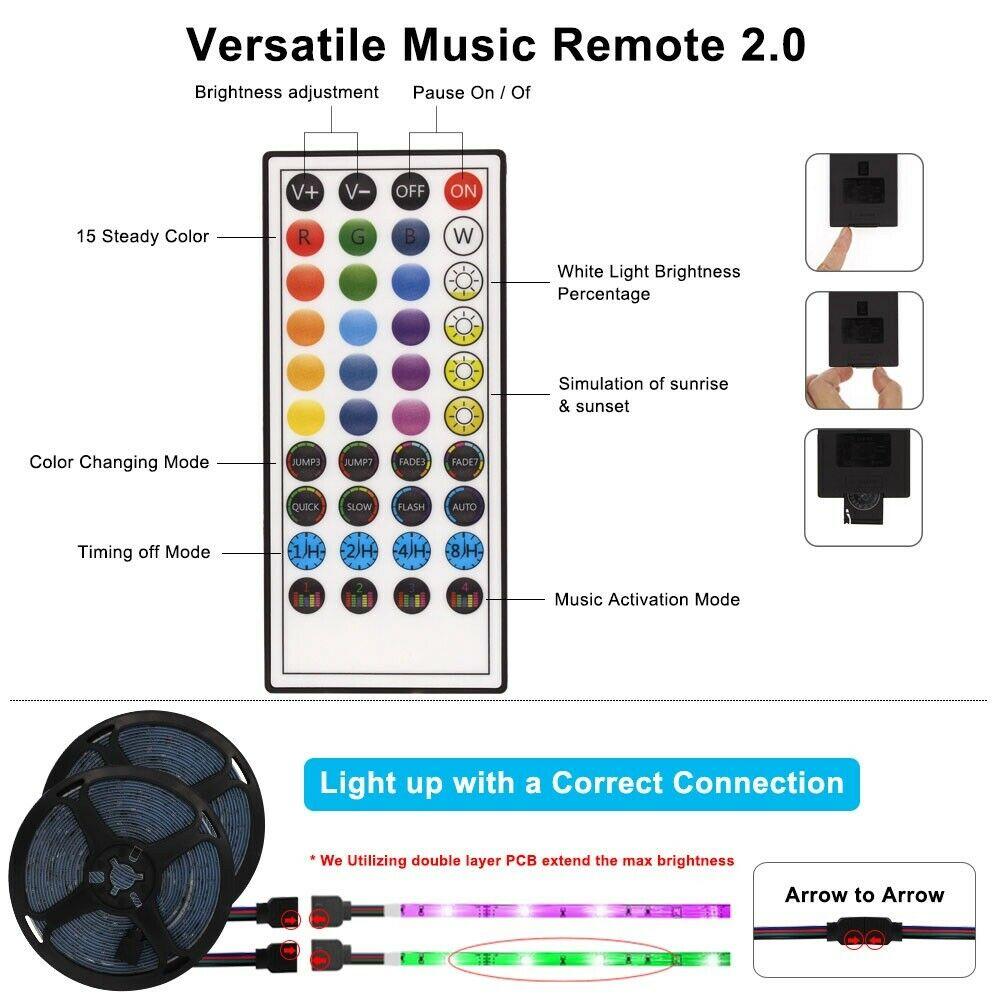 Led Strip Lights 5050 RGB Bluetooth Room Light Color Changing with Remote - trendsocialshop