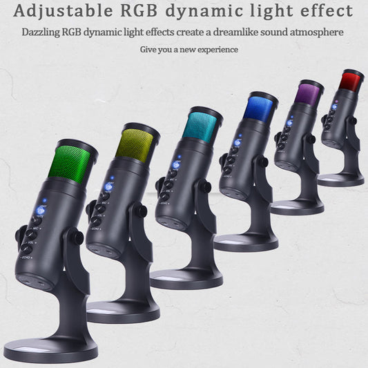 RGB Color Ambient Light Condenser Microphone - Perfect for Vocal Recording and Streaming