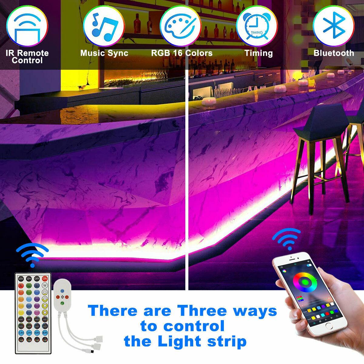 Led Strip Lights 5050 RGB Bluetooth Room Light Color Changing with Remote - trendsocialshop