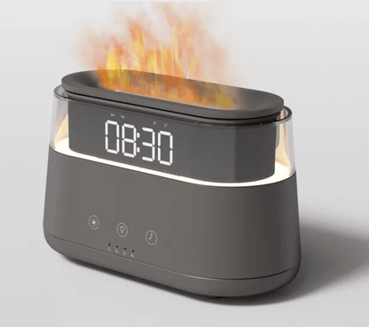 2023 Elegant Alarm Clock Oil Diffuser Innovative Simulation Flame Humidifier With Timer Function Flame Night Light - trendsocialshop